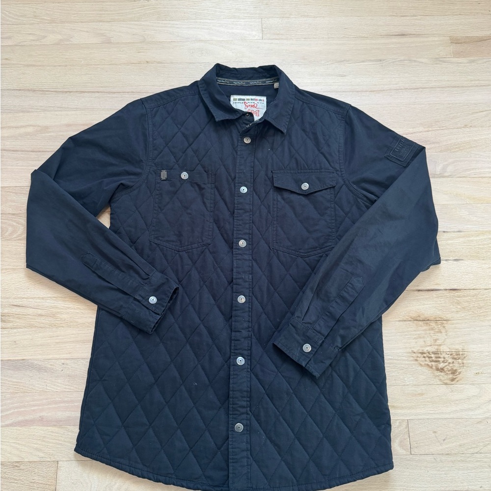 Men's Quilted Black Shirt Jacket